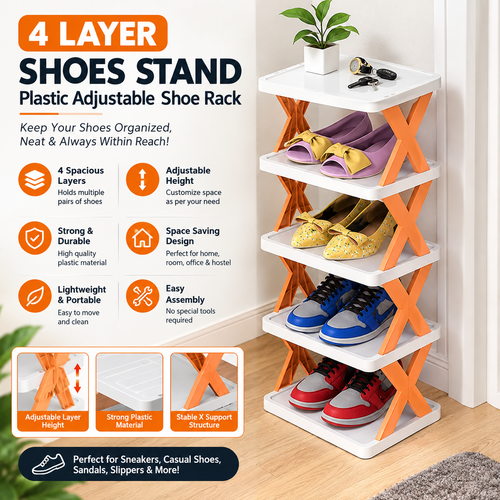 4-Tier Adjustable Shoe Rac